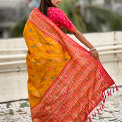 Woven Design Zari Patola Silk Saree With Blouse Piece