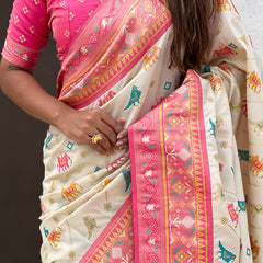 Woven Design Zari Patola Silk Saree With Blouse Piece