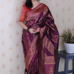 Premium Banarasi Soft Silk Sarees With Gold Zari