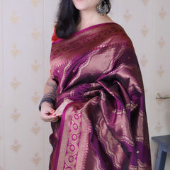 Premium Banarasi Soft Silk Sarees With Gold Zari