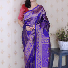 Premium Banarasi Soft Silk Sarees With Gold Zari