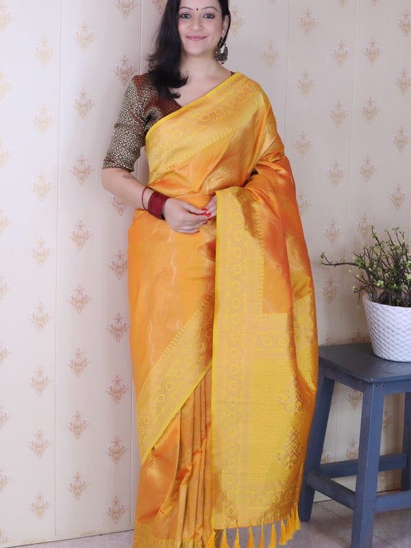 Premium Banarasi Soft Silk Sarees With Gold Zari