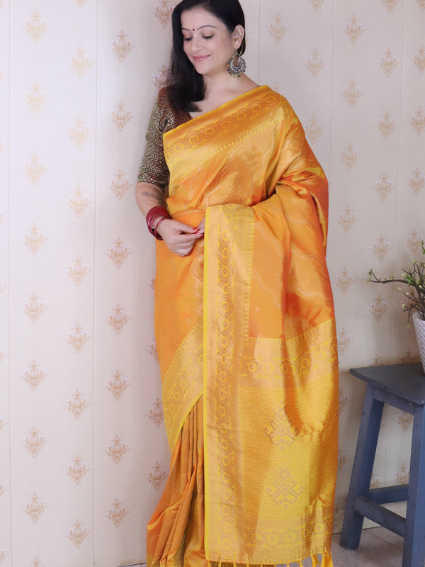 Premium Banarasi Soft Silk Sarees With Gold Zari