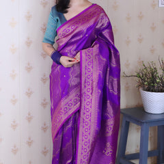 Premium Banarasi Soft Silk Sarees With Gold Zari