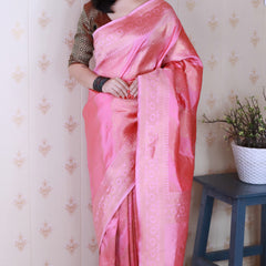Premium Banarasi Soft Silk Sarees With Gold Zari