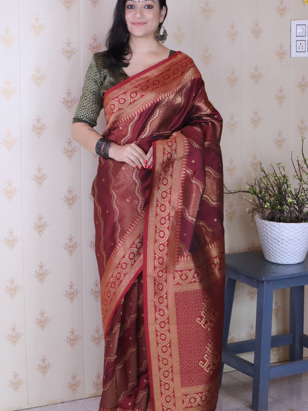 Premium Banarasi Soft Silk Sarees With Gold Zari