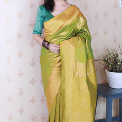 Premium Banarasi Soft Silk Sarees With Gold Zari