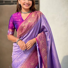 Pure Tissue Kanjivaram Zari Woven Saree With Blouse Piece