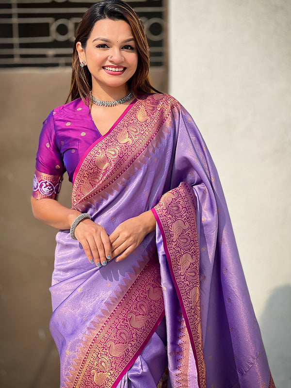 Pure Tissue Kanjivaram Zari Woven Saree With Blouse Piece