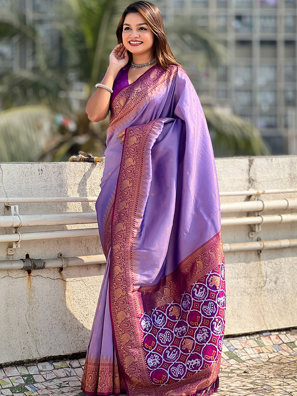 Pure Tissue Kanjivaram Zari Woven Saree With Blouse Piece