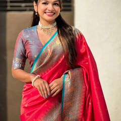 Pure Tissue Kanjivaram Zari Woven Saree With Blouse Piece