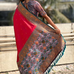 Pure Tissue Kanjivaram Zari Woven Saree With Blouse Piece