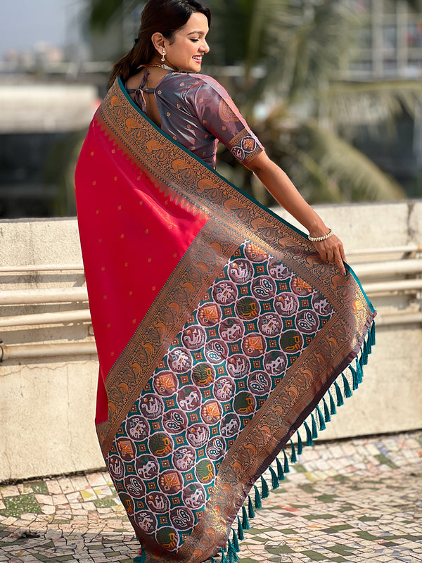Pure Tissue Kanjivaram Zari Woven Saree With Blouse Piece