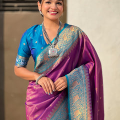 Pure Tissue Kanjivaram Zari Woven Saree With Blouse Piece