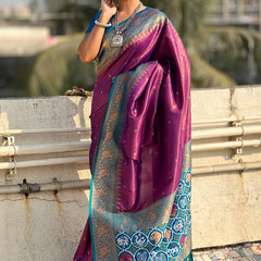 Pure Tissue Kanjivaram Zari Woven Saree With Blouse Piece