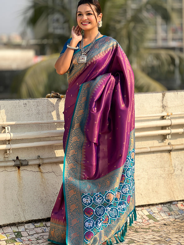 Pure Tissue Kanjivaram Zari Woven Saree With Blouse Piece