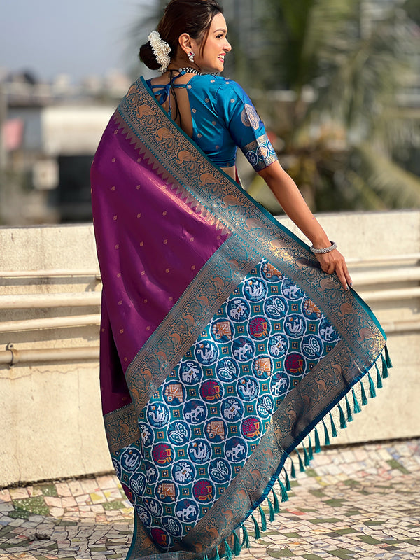 Pure Tissue Kanjivaram Zari Woven Saree With Blouse Piece