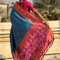 Pure Tissue Kanjivaram Zari Woven Saree With Blouse Piece