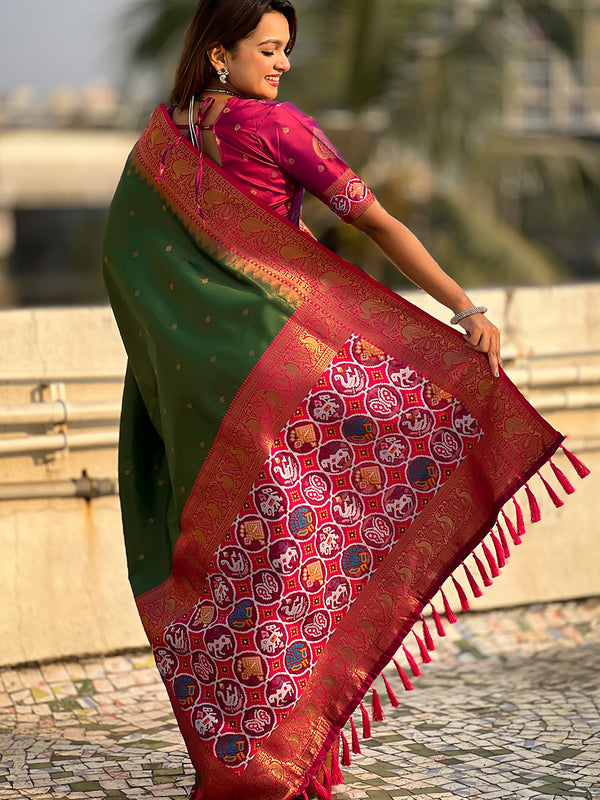 Pure Tissue Kanjivaram Zari Woven Saree With Blouse Piece