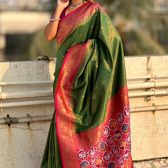 Pure Tissue Kanjivaram Zari Woven Saree With Blouse Piece