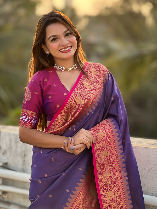 Pure Tissue Kanjivaram Zari Woven Saree With Blouse Piece