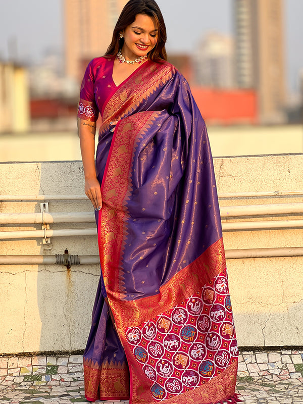 Pure Tissue Kanjivaram Zari Woven Saree With Blouse Piece