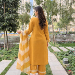 Roman Silk Embroidered Kurta Set with Cota Checks Dupatta