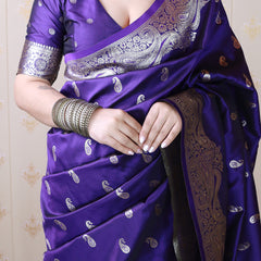Banarasi Silk Blend Saree with Blouse Piece