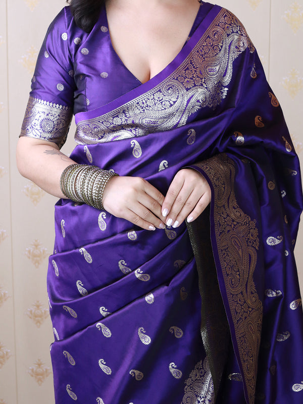 Banarasi Silk Blend Saree with Blouse Piece