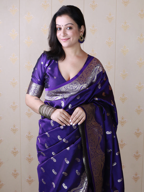 Banarasi Silk Blend Saree with Blouse Piece