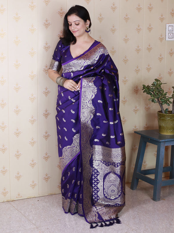 Banarasi Silk Blend Saree with Blouse Piece