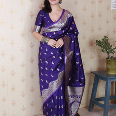 Banarasi Silk Blend Saree with Blouse Piece