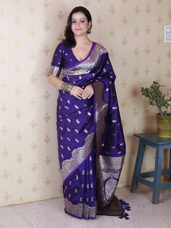 Banarasi Silk Blend Saree with Blouse Piece