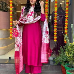 Pure Cotton Kurta Set With Gaji Zcard Print Dupatta