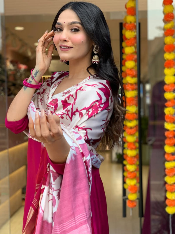 Pure Cotton Kurta Set With Gaji Zcard Print Dupatta