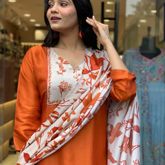 Pure Cotton Kurta Set With Gaji Zcard Print Dupatta