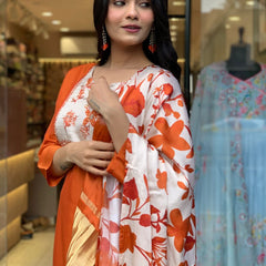Pure Cotton Kurta Set With Gaji Zcard Print Dupatta