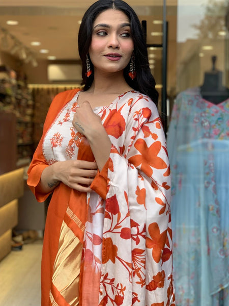 Pure Cotton Kurta Set With Gaji Zcard Print Dupatta