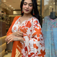 Pure Cotton Kurta Set With Gaji Zcard Print Dupatta