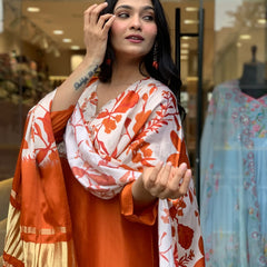Pure Cotton Kurta Set With Gaji Zcard Print Dupatta