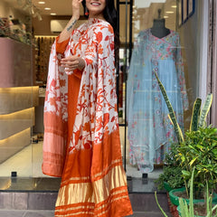 Pure Cotton Kurta Set With Gaji Zcard Print Dupatta