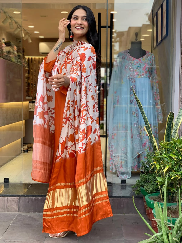 Pure Cotton Kurta Set With Gaji Zcard Print Dupatta