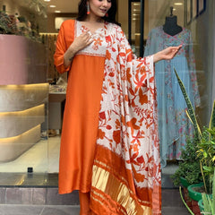 Pure Cotton Kurta Set With Gaji Zcard Print Dupatta