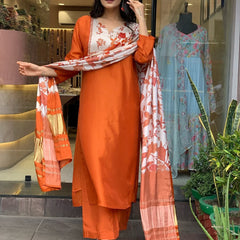 Pure Cotton Kurta Set With Gaji Zcard Print Dupatta