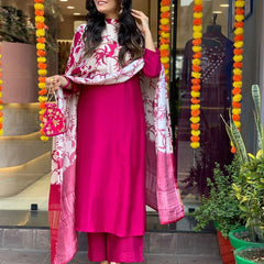 Pure Cotton Kurta Set With Gaji Zcard Print Dupatta