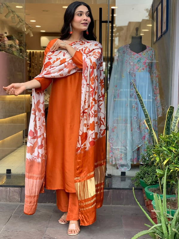 Pure Cotton Kurta Set With Gaji Zcard Print Dupatta