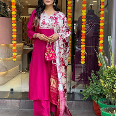 Pure Cotton Kurta Set With Gaji Zcard Print Dupatta