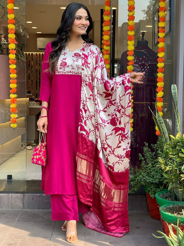 Pure Cotton Kurta Set With Gaji Zcard Print Dupatta