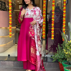 Pure Cotton Kurta Set With Gaji Zcard Print Dupatta