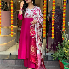 Pure Cotton Kurta Set With Gaji Zcard Print Dupatta